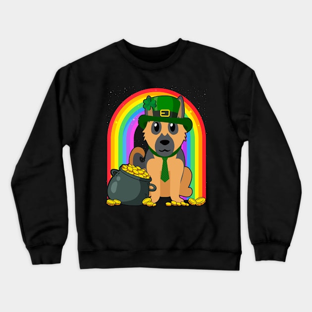 German Shepherd Rainbow Irish Clover St Patrick Day Dog Gift graphic Crewneck Sweatshirt by theodoros20